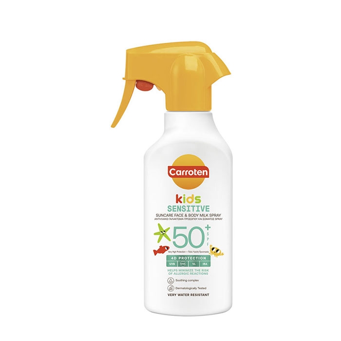 КАРОТЕН СЕНСИКЕЪР СЛЪНЦЕЗАЩИТНО МЛЯКО-СПРЕЙ ЗА ЛИЦЕ И ТЯЛО ЗА ДЕЦА SPF50+ 270 мл / CARROTEN SENSICARE KIDS SUNCARE FACE AND BODY MILK SPRAY SPF50+