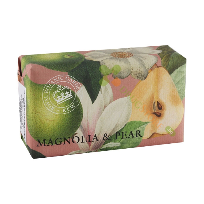 САПУН ИНГЛИШ СОУП КАМПЪНИ С МАГНОЛИЯ И КРУША 240 г / ENGLISH SOAP COMPANY MAGNOLIA &amp; PEAR KEW GARDENS BOTANICAL SOAP