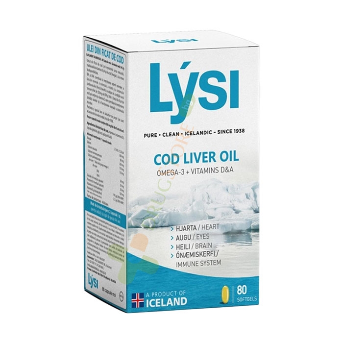 МАСЛО ОТ ЧЕРЕН ДРОБ НА ТРЕСКА + ОМЕГА 3 + ВИТАМИН D + ВИТАМИН A капсули 80 броя / LYSI COD LIVER OIL + OMEGA 3 + VITAMIN D + VITAMIN A