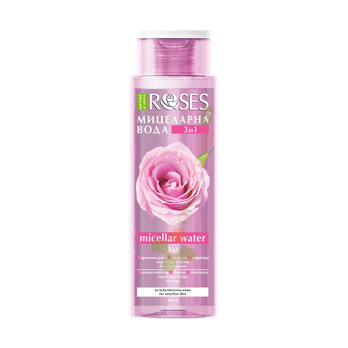 МИЦЕЛАРНА ВОДА ROSES 3 В 1 ЗА ЧУВСТВИТЕЛНА КОЖА 400 мл / NATURE OF AGIVA ROSES MICELLAR WATER 3 IN 1 FOR SENSITIVE SKIN
