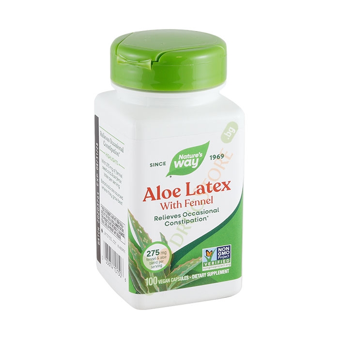 АЛОЕ ЛАТЕКС С КОПЪР капсули 275 мг 100 броя / NATURE&#039;S WAY ALOE LATEX WITH FENNEL
