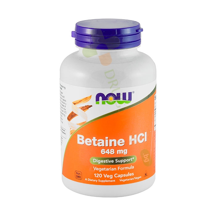 НАУ ФУДС БЕТАИН ХИДРОХЛОРИД капсули 648 мг 120 броя / NOW FOODS BETAINE HCI