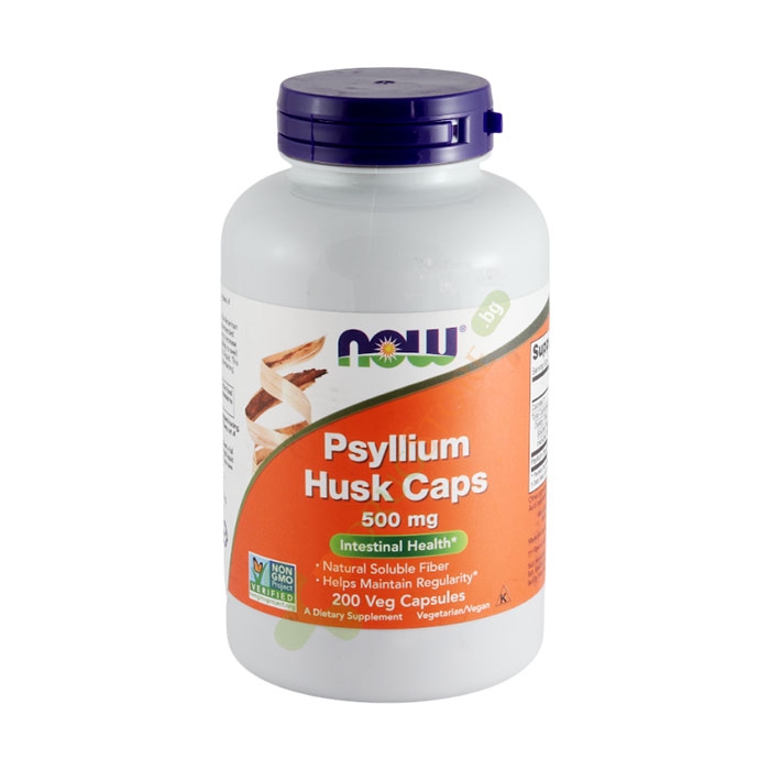 НАУ ФУДС ПСИЛИУМ ХУСК капсули 500 мг 200 броя / NOW FOODS PSYLLIUM HUSK