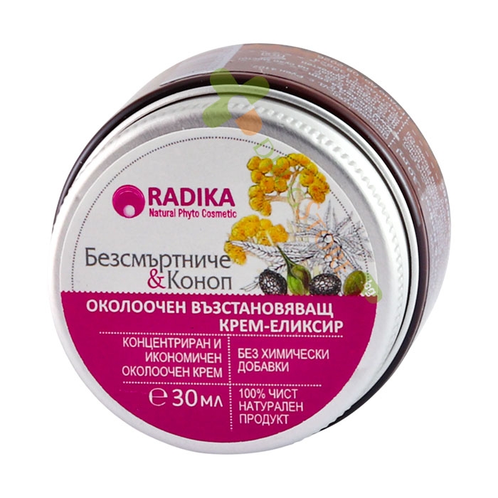 РАДИКА НОЩЕН ОКОЛООЧЕН ВЪЗСТАНОВЯВАЩ КРЕМ-ЕЛИКСИР С БЕЗСМЪРТНИЧЕ И КОНОП 30 мл / BIOHERBA RADIKA INTENSIVE REPAIR NIGHT EYE CREAM-ELIXIR