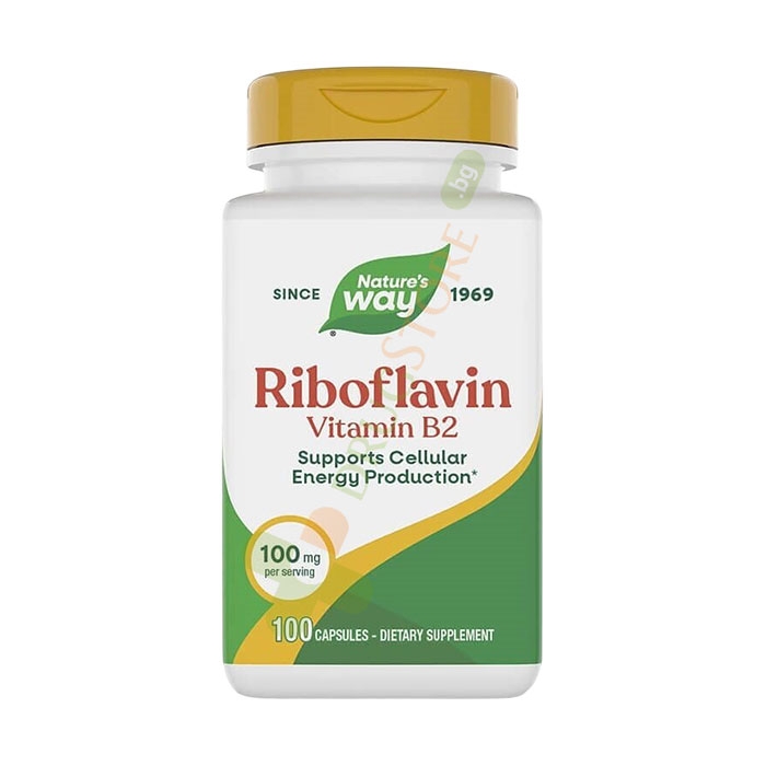 РИБОФЛАВИН (ВИТАМИН B2) капсули 100 мг 100 броя / NATURE&#039;S WAY RIBOFLAVIN (VITAMIN B2)