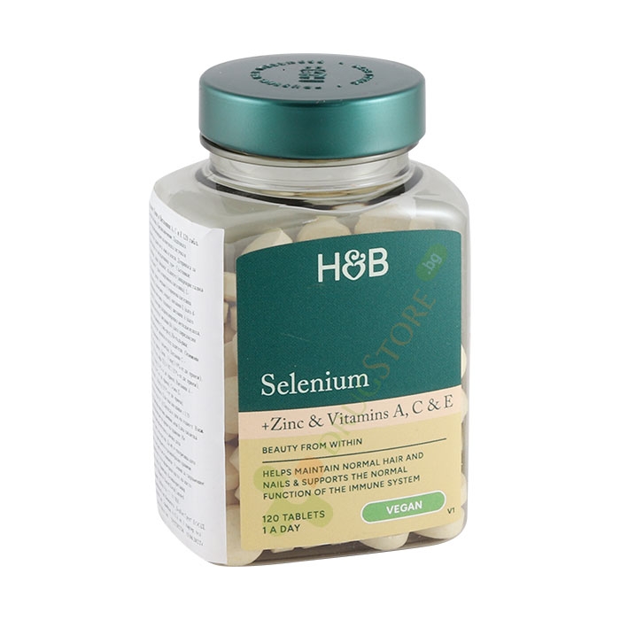 СЕЛЕН ПЛЮС ЦИНК И ВИТАМИНИ A, C И E таблетки 120 броя / HOLLAND &amp; BARRETT SELENIUM WITH ZINC AND VITAMINS A, C &amp; E tablets