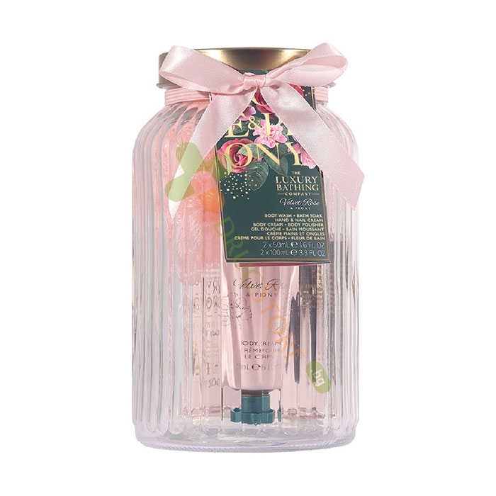 ГРЕЙС КОЛ КОМПЛЕКТ РОЗА И БОЖУР В СТЪКЛЕН БУРКАН / GRACE COLE GIFT SET VELVET ROSE &amp; PEONY IN A GLASS JAR