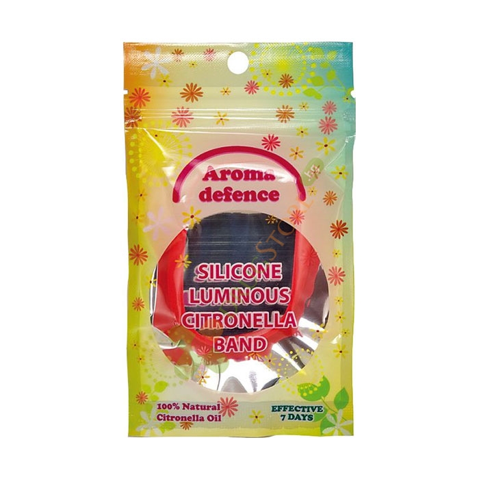 СИЛИКОНОВА ФЛУОРИСЦЕНТНА ГРИВНА С АРОМАТ НА ЦИТРОНЕЛА АРОМА ДИФЕНС / AROMA DEFENCE SILICONE FLUORESCENT BRACELET WITH CITRONELLA &amp; GERANIOL OILS