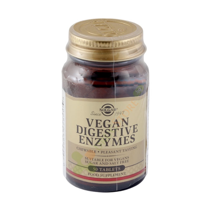 СОЛГАР ХРАНОСМИЛАТЕЛНИ ЕНЗИМИ дъвчащи таблетки 50 броя / SOLGAR VEGAN DIGESTIVE ENZYMES