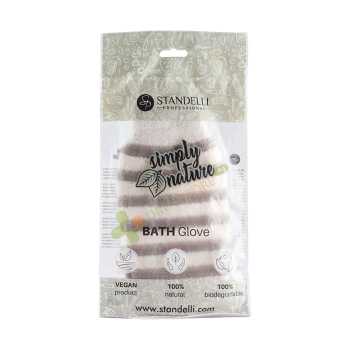 ЕКСФОЛИРАЩА РЪКАВИЦА ЗА БАНЯ С ПАРЧЕ КАМБРИК / STANDELLI SIMPLY NATURE BATH GLOVE WITH CAMBRIC