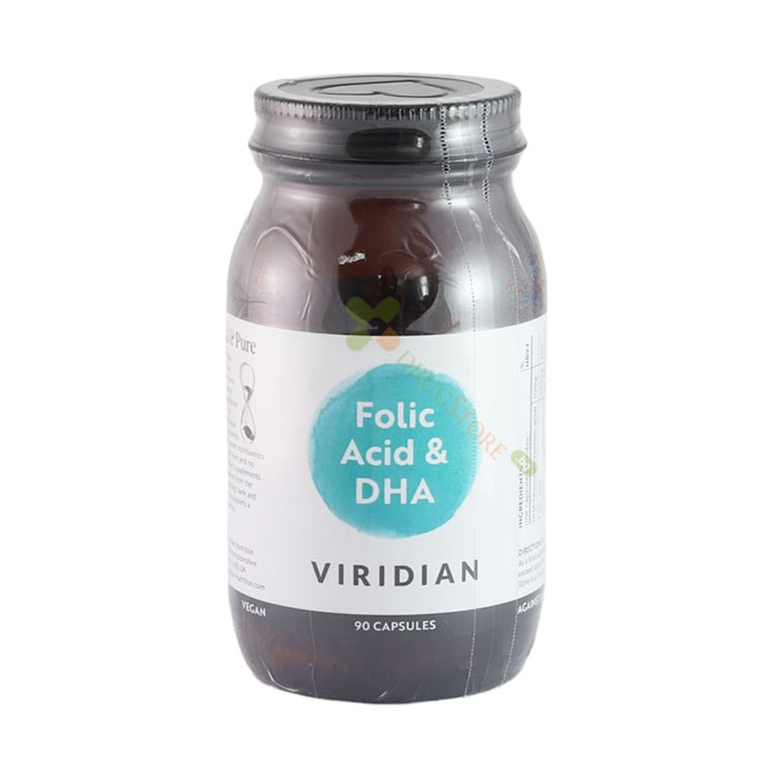 ФОЛИЕВА КИСЕЛИНА С DHA капсули 90 броя / VIRIDIAN FOLIC ACID WITH DHA