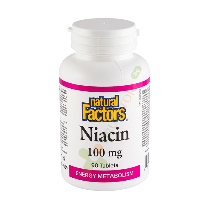 НАТУРАЛ ФАКТОРС ВИТАМИН B3 (НИАЦИН) таблетки 100 мг 90 броя / NATURALS FACTORS VITAMIN B3 (NIACIN)