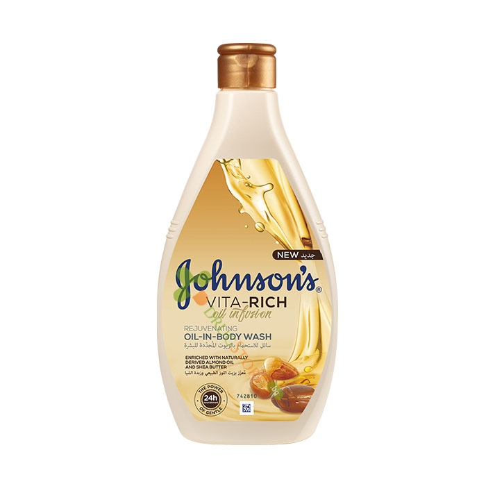 ДЖОНСЪНС ДУШ ГЕЛ С БАДЕМОВО МАСЛО И МАСЛО ОТ КАРИТЕ 400 мл / JOHNSON &amp; JOHNSON VITA-RICH BODY WASH ALMOND OIL AND SHEA BUTTER