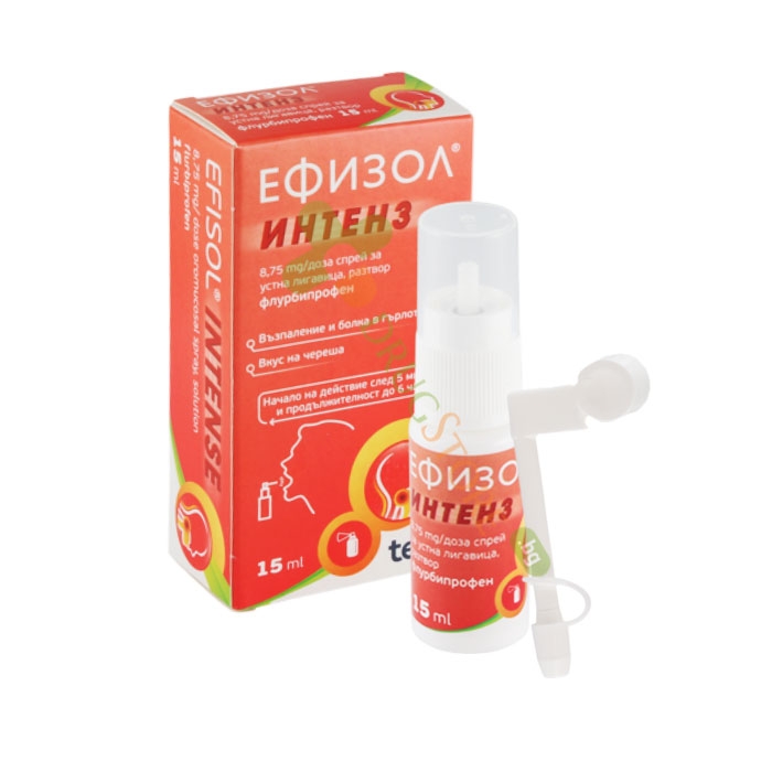 ЕФИЗОЛ ИНТЕНЗ спрей за устна лигавица, разтвор 15 мл / TEVA PHARMACEUTICAL EFISOL INTENSE 8,75 mg/dose oromucosal spray, solution