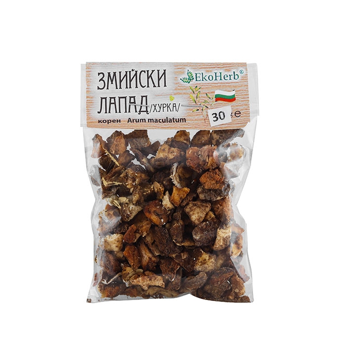 ЗМИЙСКИ ЛАПАД (ХУРКА) КОРЕН 30 г / EKO HERB ARUM MACULATUM ROOT