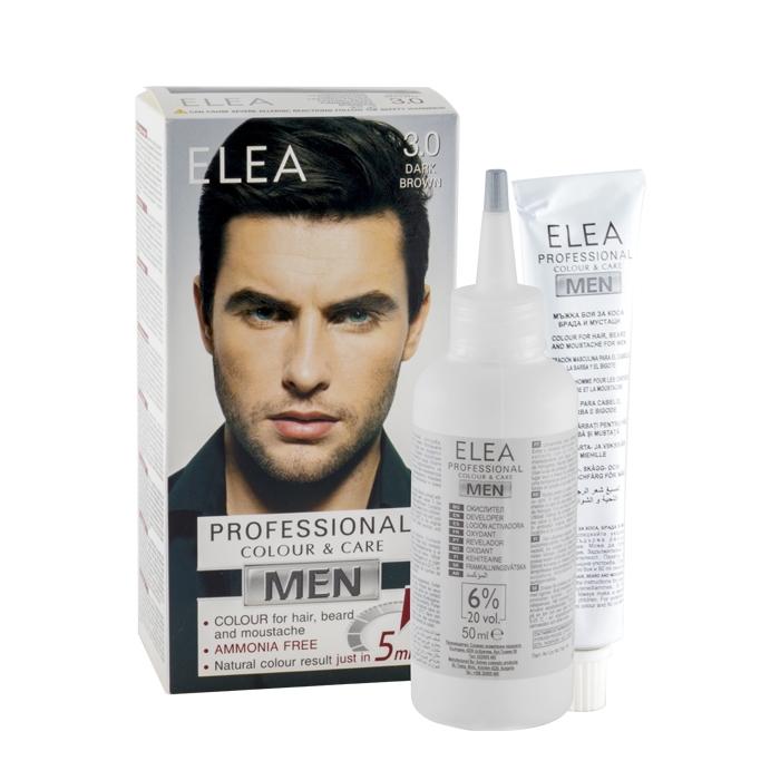 ЕЛЕА БОЯ ЗА МЪЖЕ - КОСА, БРАДА И МУСТАЦИ 3.0 ТЪМНО КАФЯВ / ELEA PROFESSIONAL COLOUR FOR HAIR, BEARD &amp; MOUSTACHE FOR MEN 3.0