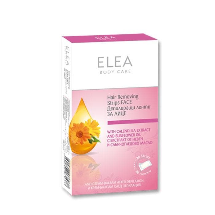 ДЕПИЛИРАЩИ ЛЕНТИ ЗА ЛИЦЕ С НЕВЕН И СЛЪНЧОГЛЕДОВО МАСЛО 20 броя / ELEA REMOVING STRIPS FOR FACE WITH EXTRACT CALENDULA AND SUNFLOVER OIL