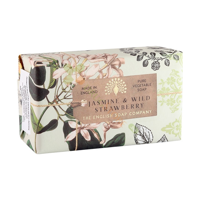 САПУН ИНГЛИШ СОУП КАМПЪНИ С ЖАСМИН И ЯГОДА 190 г / ENGLISH SOAP COMPANY JASMINE &amp; WILD STRAWBERRY KEW GARDENS BOTANICAL SOAP