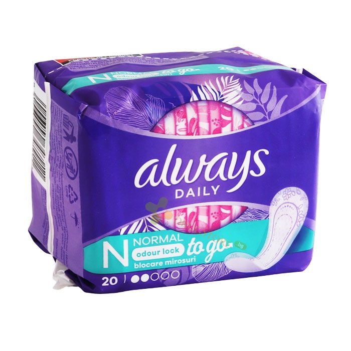ЕЖЕДНЕВНИ ДАМСКИ ПРЕВРЪЗКИ ОЛУЕЙС ДЕЙЛИ НОРМАЛ 20 броя / PROCTER &amp; GAMBLE ALWAYS DAILY SINGLES TO GO NORMAL PANTY LINERS