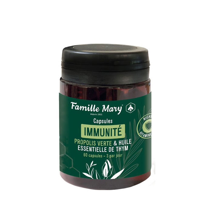 ЗЕЛЕН ПРОПОЛИС + МАСЛО ОТ МАЩЕРКА + ВИТАМИН D3 капсули 60 броя / FAMILLE MARY GREEN PROPOLIS + THYME OIL + VITAMIN D3