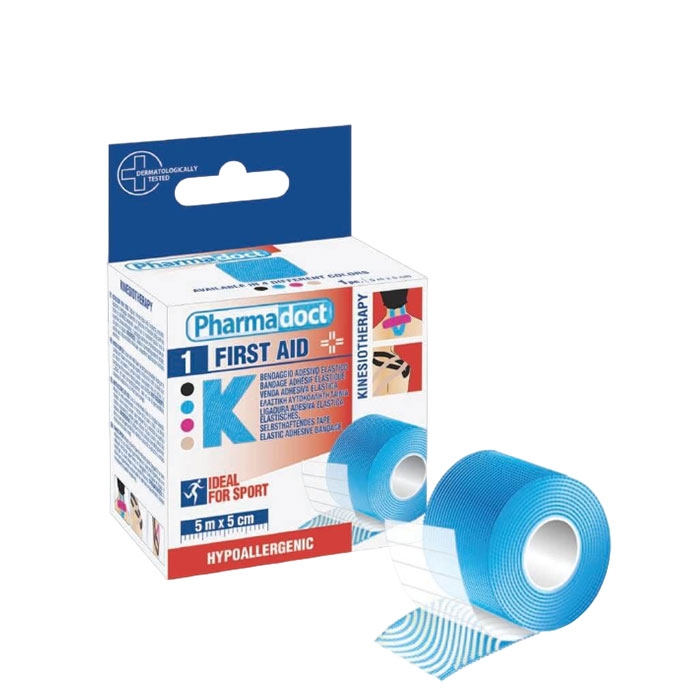 ФАРМАДОКТ КИНЕЗИО ЛЕНТА СИНЯ 5 м x 5 см / PHARMADOCT ELASTIC ADHESIVE BANDAGE BLUE 5 m x 5 cm