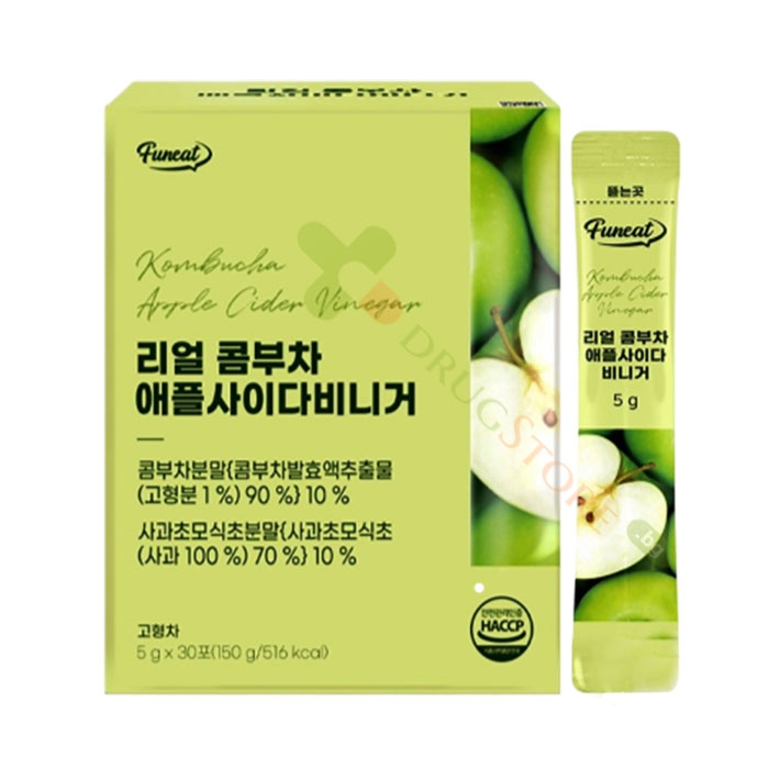 ФЕРМЕНТИРАЛА КОМБУЧА И ЯБЪЛКОВ ОЦЕТ саше 5 г 30 броя / FUNEAT FERMENTED KOMBUCHA WITH APPLE VINEGAR sachet 5 g