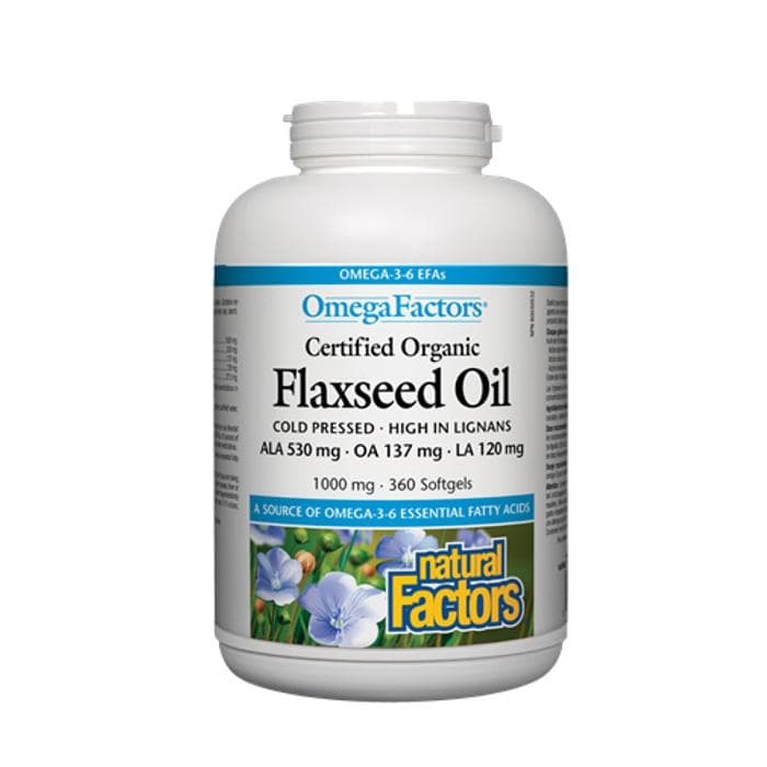 НАТУРАЛ ФАКТОРС ЛЕНЕНО МАСЛО капсули 1000 мг 360 броя Natural Factors Flaxseed Oil Drugstore Bg 5885