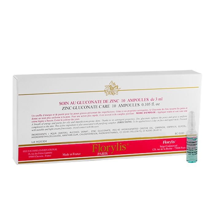 АМПУЛИ С ЦИНКОВ ГЛЮКОНАТ ЗА ПРОБЛЕМНА КОЖА 3 мл 10 броя / FLORYLIS AMPOULES WITH ZINC GLUCONATE FOR OILY SKIN