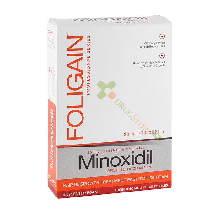 ФОЛИГЕЙН МИНОКСИДИЛ 5% ПЯНА ПРИ КОСОПАД ЗА МЪЖЕ 60 мл 3 броя / FOLIGAIN MINOXIDIL 5% HAIR REGROWTH FOAM FOR MEN
