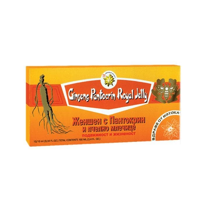 ЖЕНШЕН С ПАНТОКРИН И ПЧЕЛНО МЛЕЧИЦЕ флакон 10 мл. 10 броя / GINSING PANTOCRIN ROYAL JELLY