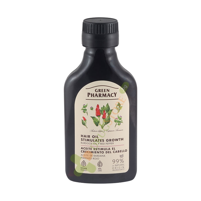 MАСЛО ЗА СКАЛП С РЕПЕЙ И ЛЮТИ ЧУШКИ 100 мл / GREEN PHARMACY BURDOCK OIL WITH RED PEPPERS INCENTIVE HAIR GROWTH