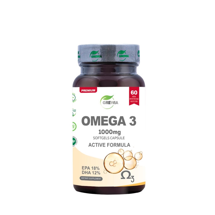 ГРЕВИЯ ОМЕГА 3 АКТИВНА ФОРМУЛА капсули 1000 мг 60 броя / GREWIA OMEGA 2 ACTIVE FORMULA