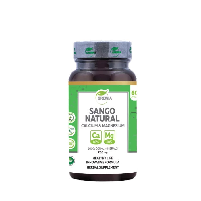 ГРЕВИЯ ПРЕМИУМ САНГО НАТУРАЛ КАЛЦИЙ И МАГНЕЗИЙ капсули 60 броя / GREWIA SANGO NATURAL