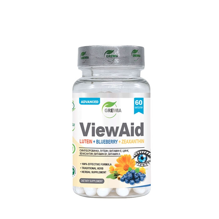 ГРЕВИЯ ВИО ЕИД - ЛУТЕИН + БОРОВИНКА + ЗЕАКСАНТИН капсули 60 броя / GREWIA VIEW AID - LUTEIN + BLUEBERRY + ZEAXANTHIN