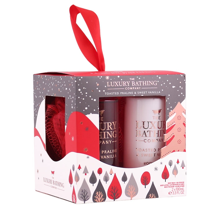 ГРЕЙС КОЛ ПОДАРЪЧЕН КОМПЛЕКТ ПРАЛИНА И СЛАДКА ВАНИЛИЯ / GRACE COLE PRALINE AND SWEET VANILLA GIFT SET 2 + BATH SPONGE