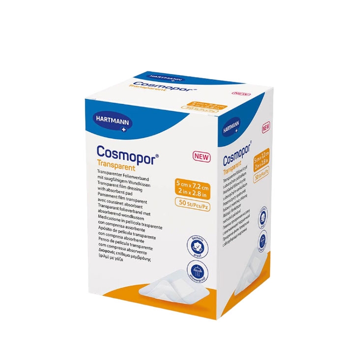 ХАРТМАН КОСМОПОР ТРАНСПЕРАНТ ПРОЗРАЧНА ПРЕВРЪЗКА 5 см х 7.2 см 50 броя / HARTMANN COSMOPOR TRANSPARENT FILM DRESSING 5 cm х 7.2 cm
