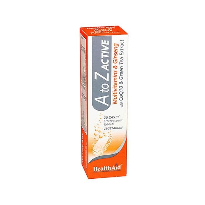 МУЛТИВИТАМИНИ ОТ А ДО Я АКТИВ ефервесцентни таблетки 20 броя / HEALTH AID A TO Z ACTIVE MULTIVITAMINS &amp; GINSENG
