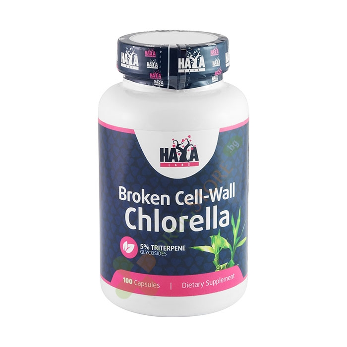 ХАЯ ЛАБС ХЛОРЕЛА капсули 100 броя / HAYA LABS BROKEN CELL WALL CHLORELLA
