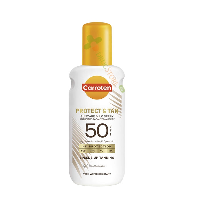 КАРОТЕН PROTECT&amp;TAN СЛЪНЦЕЗАЩИТНО СПРЕЙ МЛЯКО ЗА ТЯЛО SPF50 150 мл / CARROTEN PROTECT&amp;TAN SUNCARE MILK SPRAY SPF50