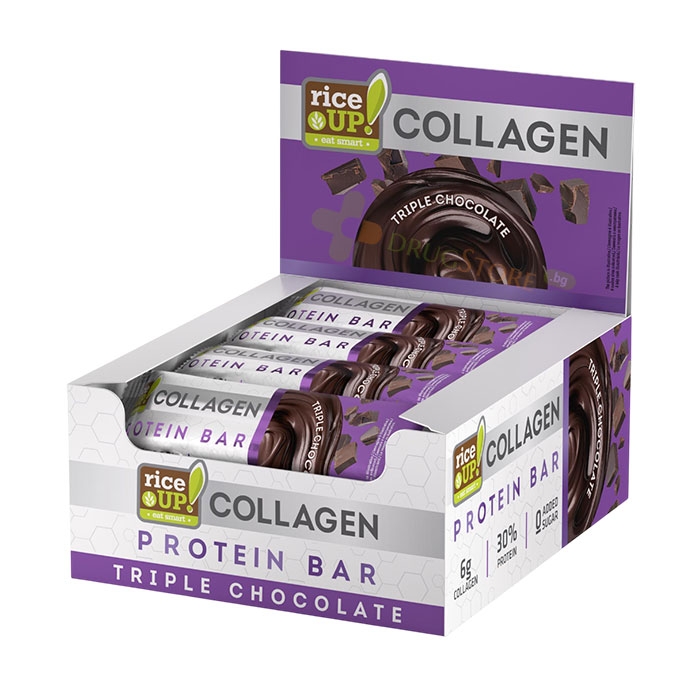 КОЛАГЕНОВ ПРОТЕИНОВ БАР ТРОЕН ШОКОЛАД 50 г 12 броя / RICE UP! COLLAGEN PROTEIN BAR TRIPLE CHOCOLATE 50 g