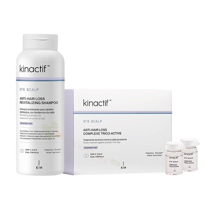 КОМПЛЕКТ KINACTIF № 8 SCALP ПРОТИВ КОСОПАД ШАМПОАН 300 мл+АМПУЛИ 6 мл 10 брая / KIN COSMETICS KINACTIF № 8 SCALP ANTI-HAIR LOSS SET