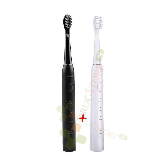 КОМПЛЕКТ ЗВУКОВИ ЕЛЕКТРИЧЕСКИ ЧЕТКИ ЗА ЗЪБИ MICROLIFE CLEAN S3 БЯЛА+MICROLIFE CLEAN S3 ЧЕРНА / MICROLIFE CLEAN S3 WHITE+BLACK SOUND ELECTRIC TOOTHBRUSH SET