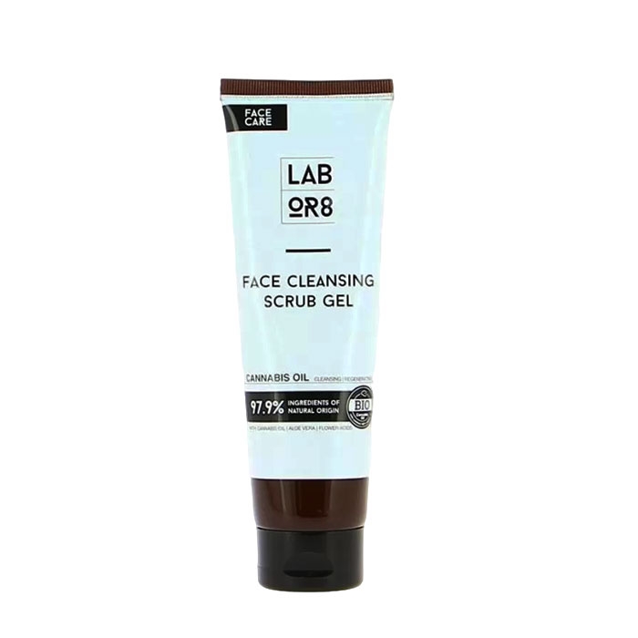 ПОЧИСТВАЩ СКРАБ ГЕЛ ЗА ЛИЦЕ С КОНОПЕНО МАСЛО 125 мл / LABOR8 FACE CLEANING GEL SCRUB WITH CANNABIS OIL