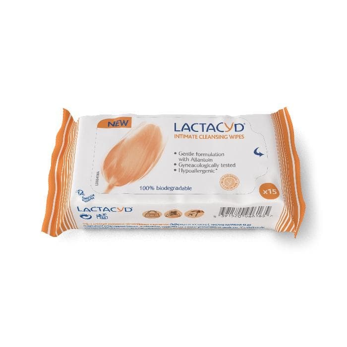 ЛАКТАЦИД ИНТИМНИ КЪРПИ 15 броя / LACTACYD DAILY LOTIONS INTIMATE CLEANSING WIPES