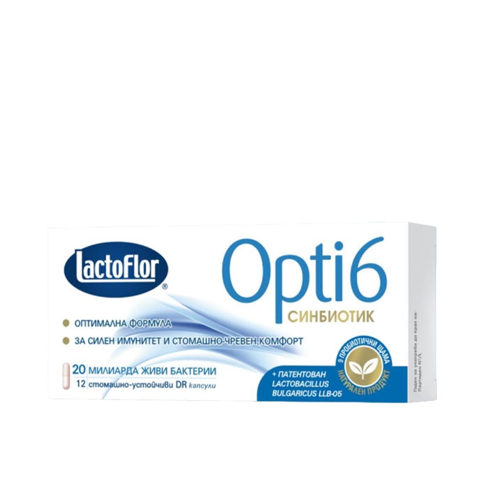 ЛАКТОФЛОР ОПТИ 6 СИНБИОТИК капсули 12 броя / KENDY PHARMA LACTOFLOR OPTI 6
