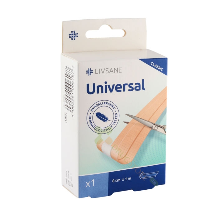 ПЛАСТИР КЛАСИК УНИВЕРСАЛ ЛЕНТА 8 см/1 м / LIVSANE CLASSIC UNIVERSAL 8 cm/1 m