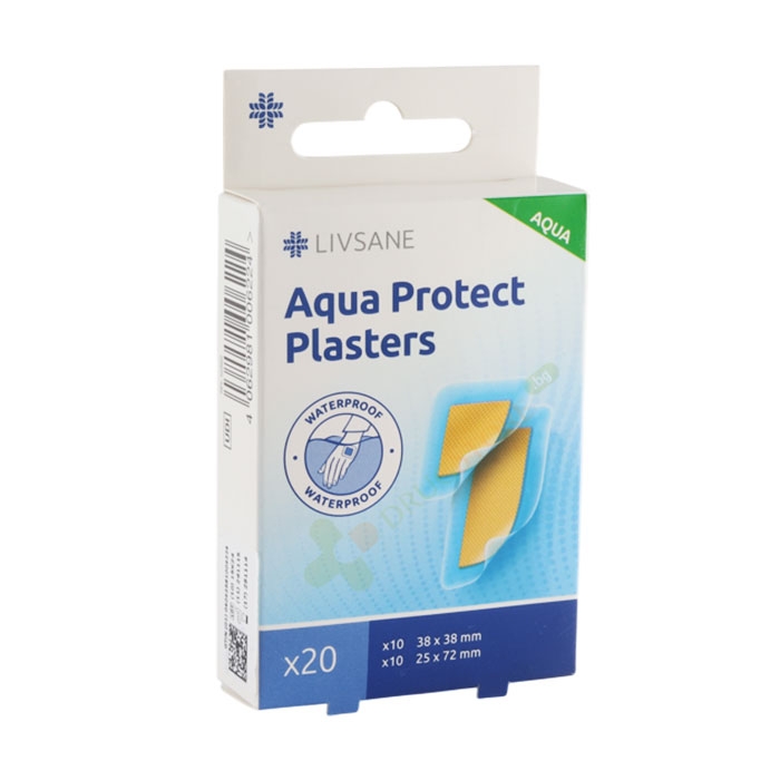 ВОДОУСТОЙЧИВИ ПЛАСТИРИ 2 размера 20 броя / LIVSANE AQUA PROTECT PLASTERS 2 sizes