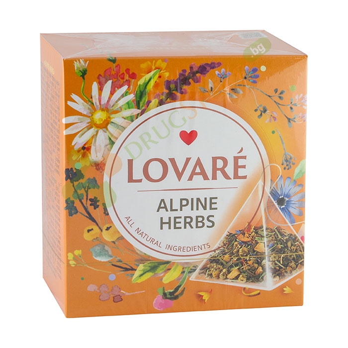 ЛОВАРЕ ЧАЙ В ПИРАМИДА ALPINE HERBS филтър 15 броя / LOVARE ALPINE HERBS tea bags