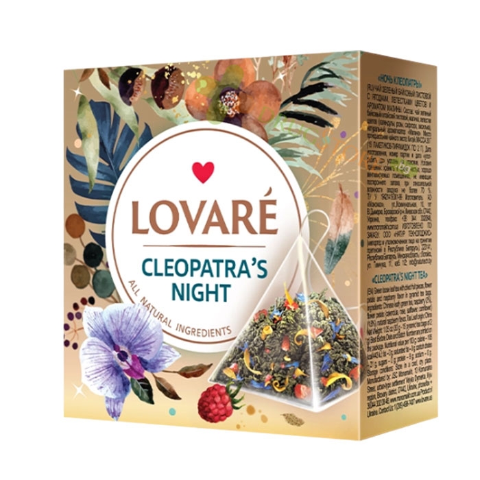ЛОВАРЕ ЧАЙ В ПИРАМИДА CLEOPATRA&#039;S NIGHT филтър 15 броя / LOVARE CLEOPATRA&#039;S NIGHT tea bags