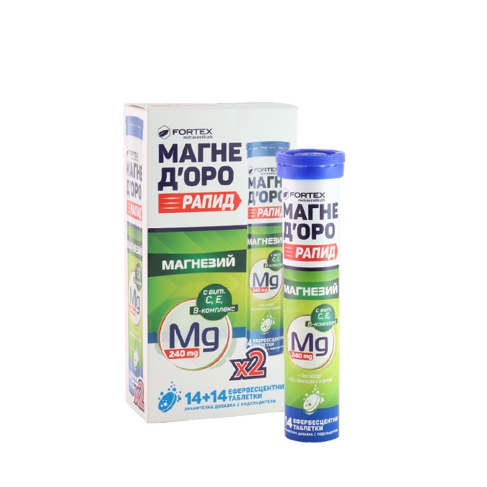 МАГНЕ Д&#039;ОРО РАПИД ефервесцентни таблетки 2 флакона 14 броя / FORTEX MAGNE D&#039;ORO RAPID